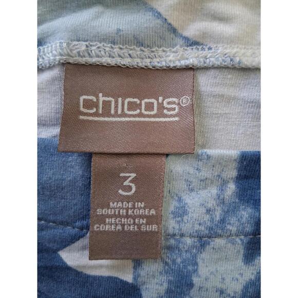 Chico’s Women's Blue Watercolor Floral Tunic Soft Knit Side Slits, Size 3/ US XL - Picture 6 of 6